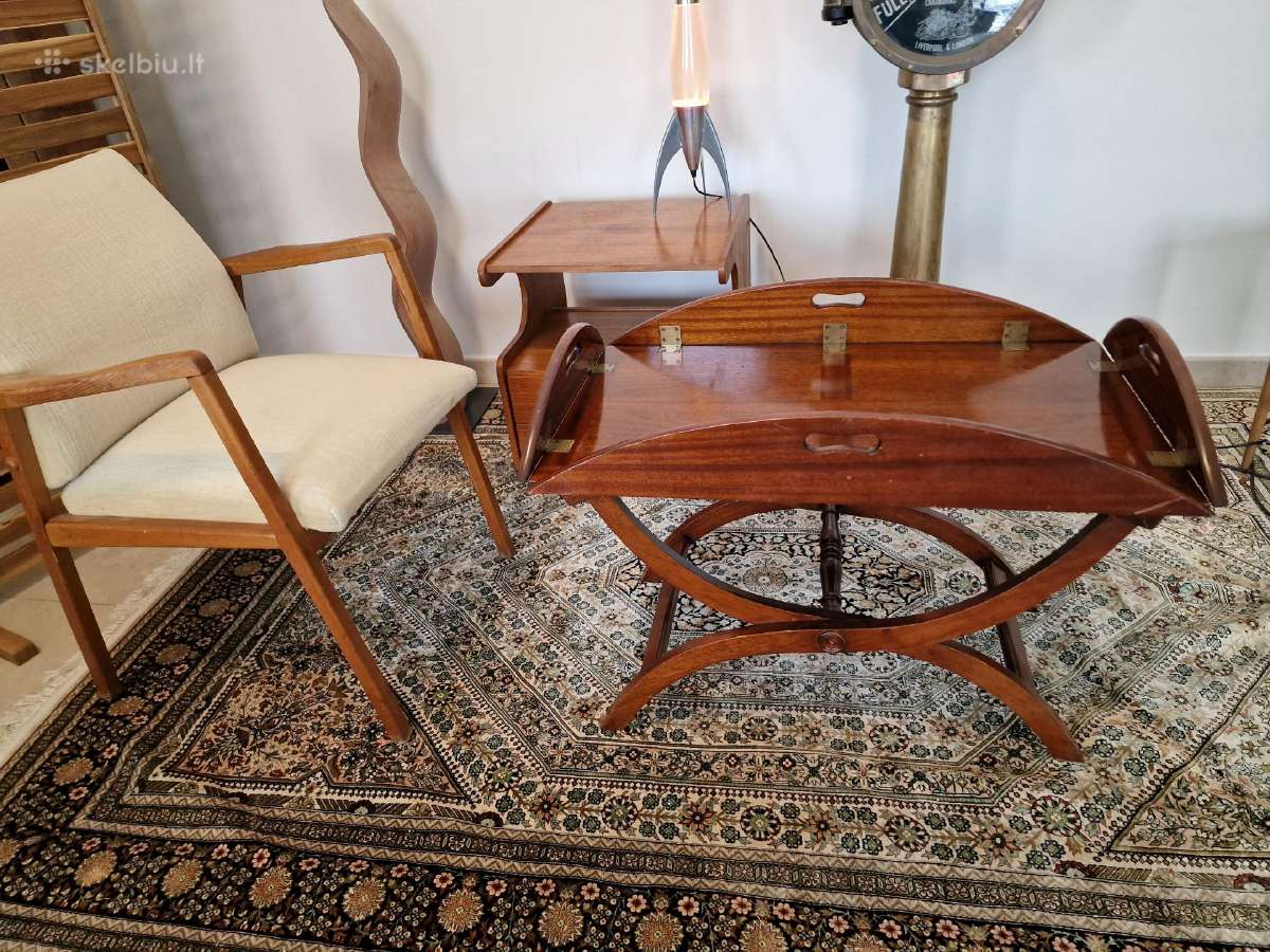 Vintažinis mid century raudonmedžio staliukas - nuotraukos Nr. 19