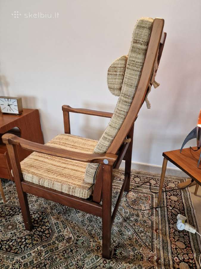 Vintažinis mid century raudonmedžio fotelis - nuotraukos Nr. 6