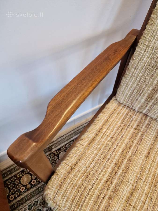 Vintažinis mid century raudonmedžio fotelis - nuotraukos Nr. 8
