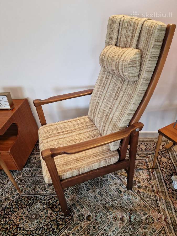 Vintažinis mid century raudonmedžio fotelis - nuotraukos Nr. 10