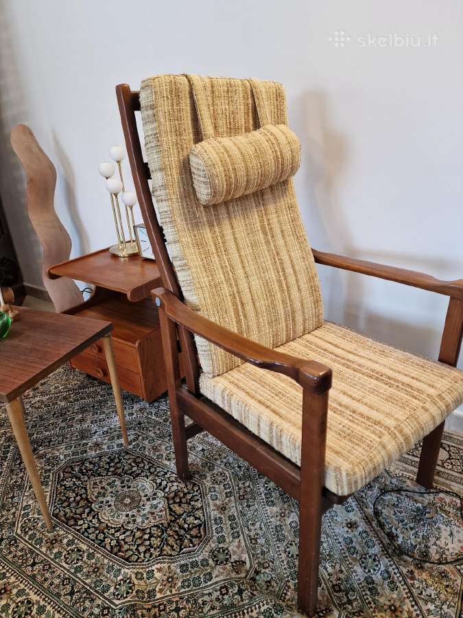 Vintažinis mid century raudonmedžio fotelis - nuotraukos Nr. 14