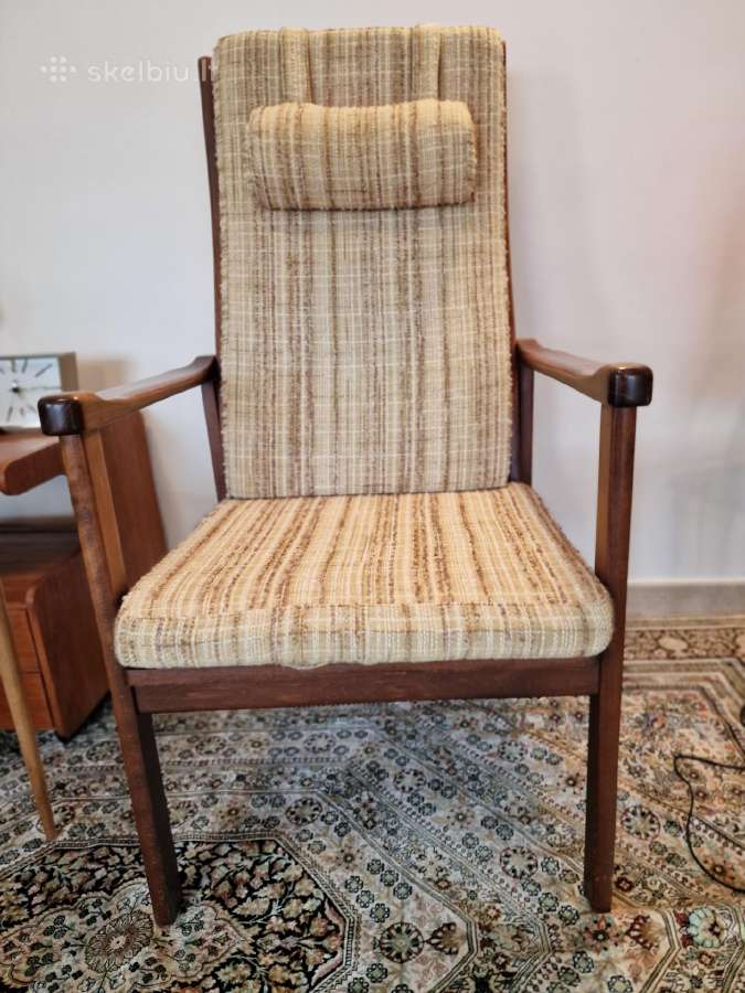 Vintažinis mid century raudonmedžio fotelis - nuotraukos Nr. 19