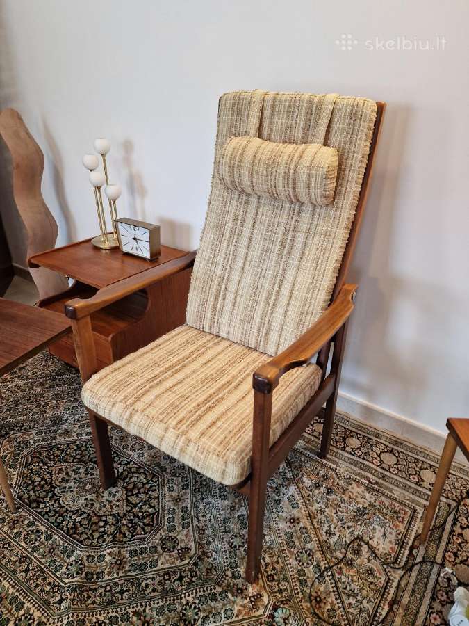 Vintažinis mid century raudonmedžio fotelis - nuotraukos Nr. 23
