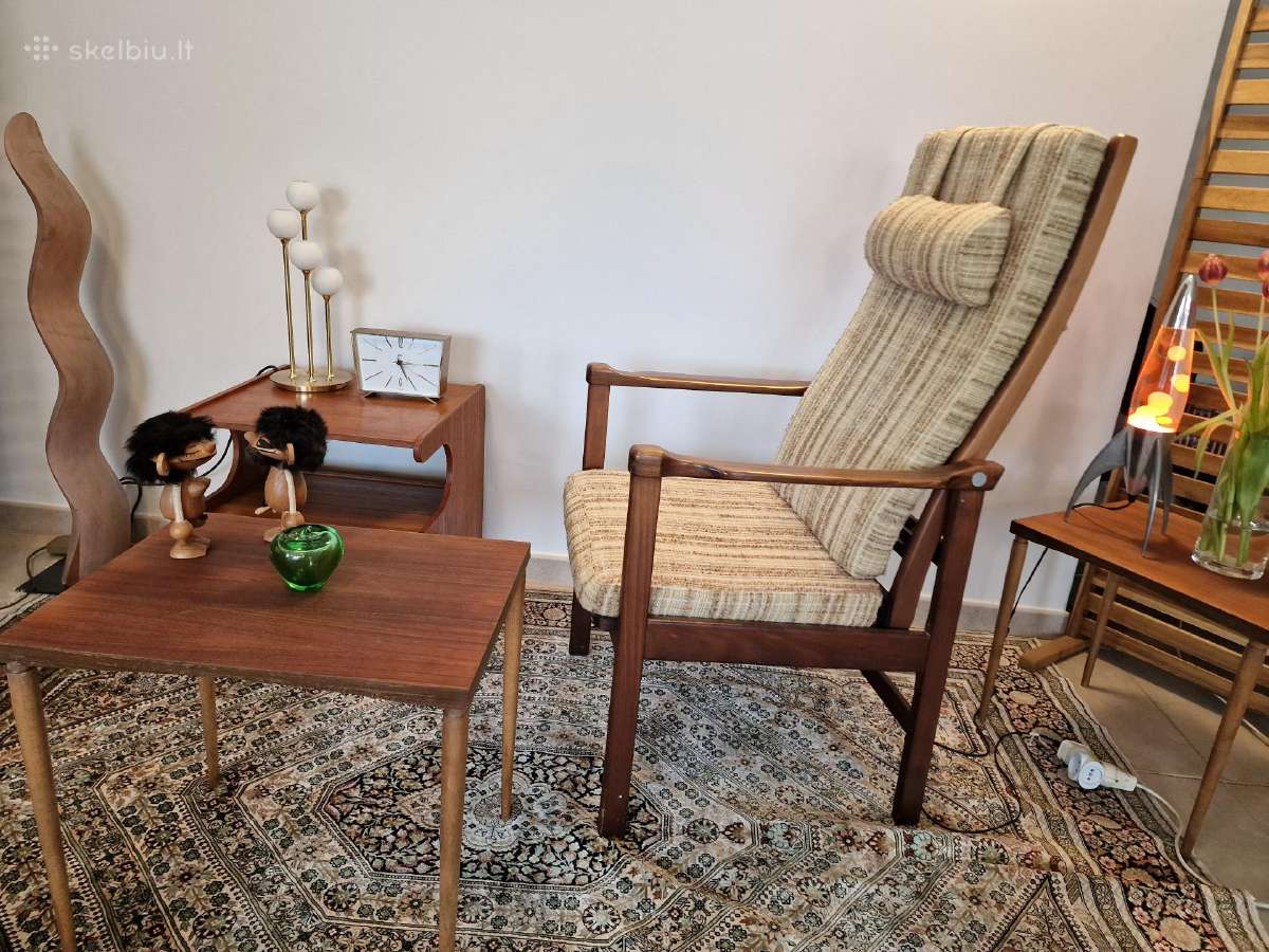 Vintažinis mid century raudonmedžio fotelis - nuotraukos Nr. 26