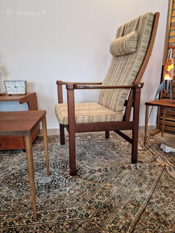 Vintažinis mid century raudonmedžio fotelis - nuotraukos Nr. 28