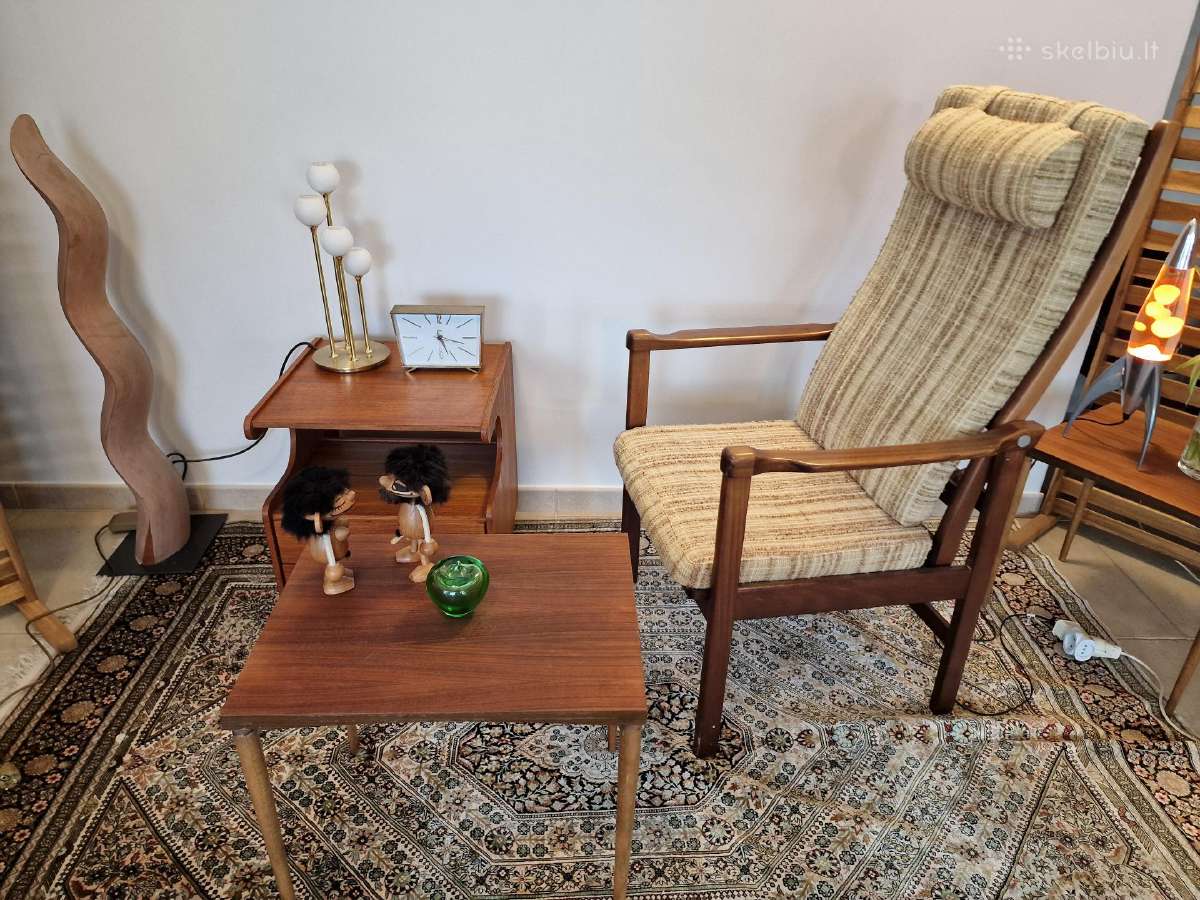 Vintažinis mid century raudonmedžio fotelis - nuotraukos Nr. 33