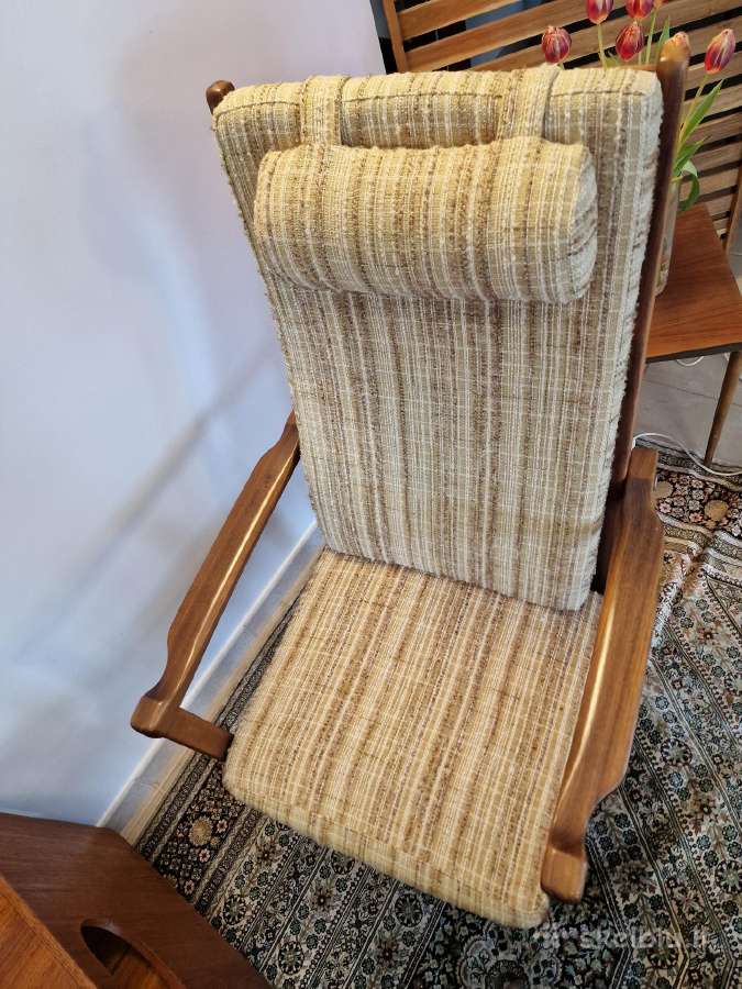 Vintažinis mid century raudonmedžio fotelis - nuotraukos Nr. 35