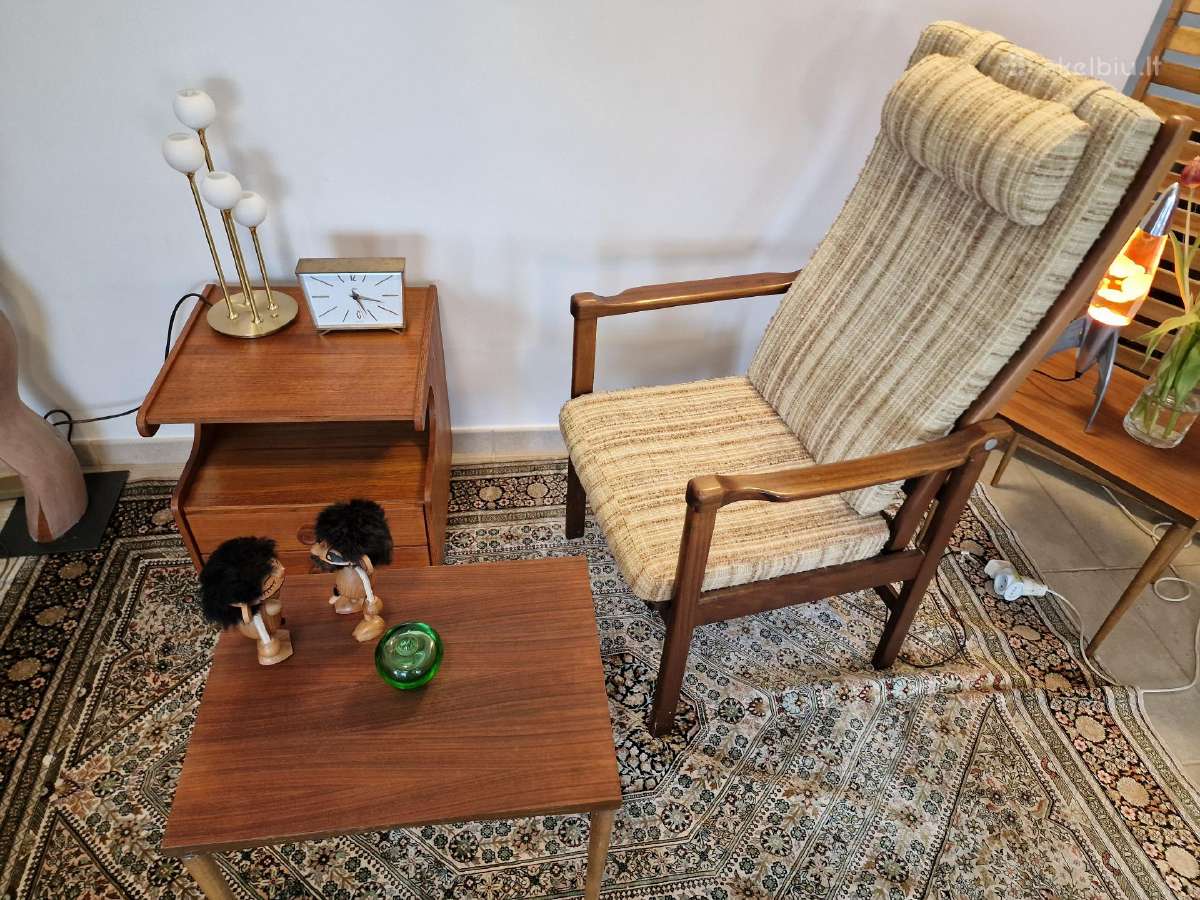 Vintažinis mid century raudonmedžio fotelis - nuotraukos Nr. 36