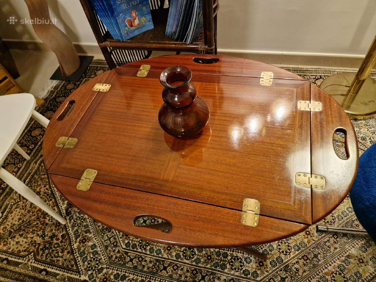 Vintažinis mid century raudonmedžio staliukas - nuotraukos Nr. 7