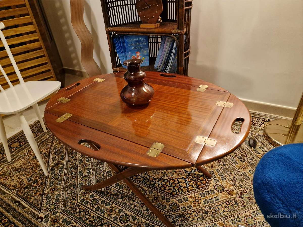 Vintažinis mid century raudonmedžio staliukas - nuotraukos Nr. 9