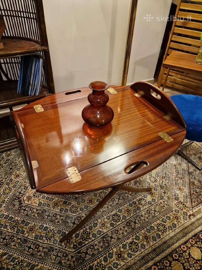Vintažinis mid century raudonmedžio staliukas - nuotraukos Nr. 12