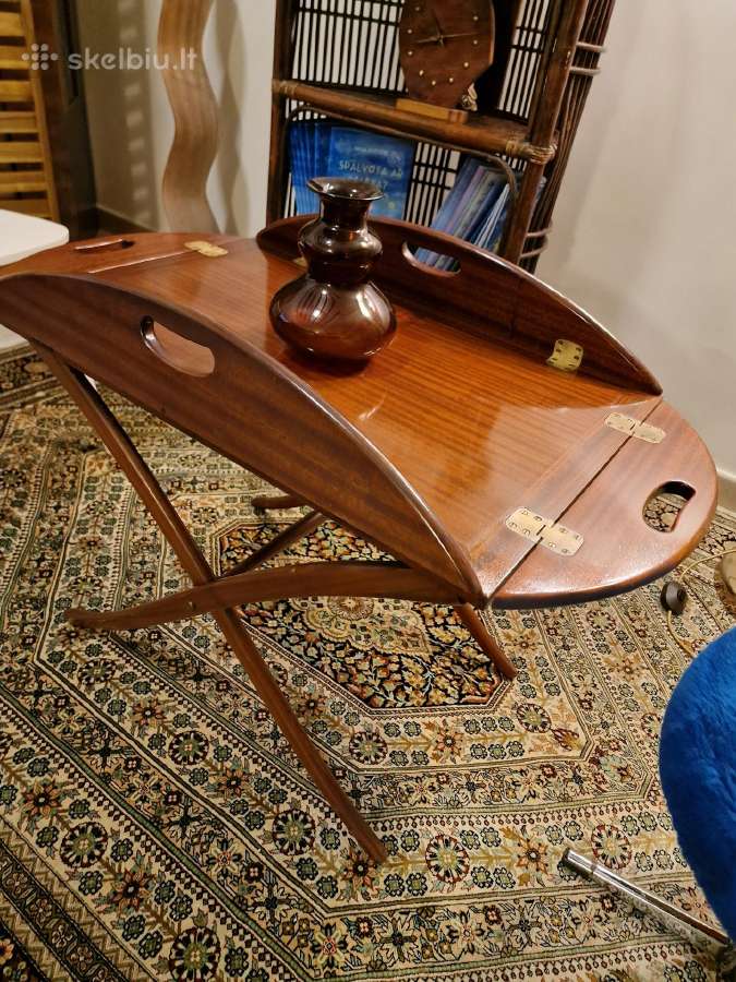 Vintažinis mid century raudonmedžio staliukas - nuotraukos Nr. 14