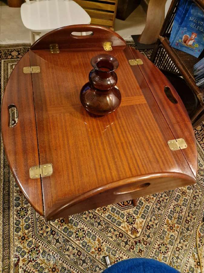 Vintažinis mid century raudonmedžio staliukas - nuotraukos Nr. 16