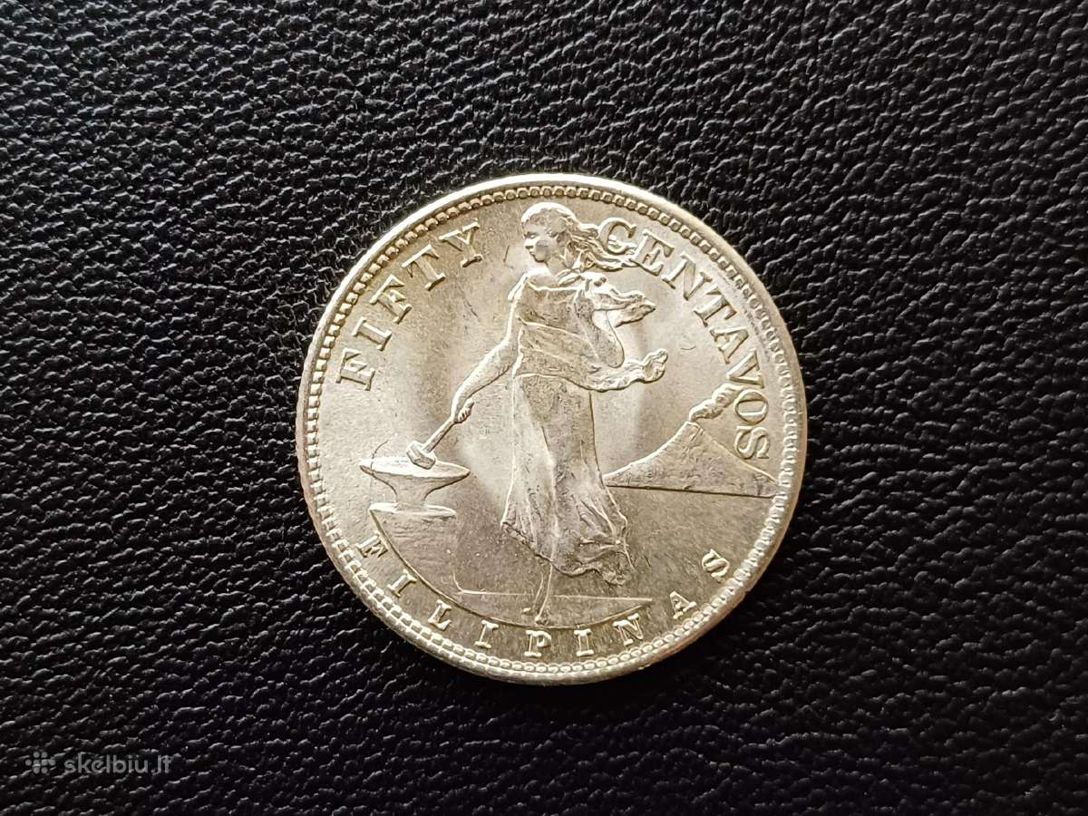 (466) 50 centavų 1945m. Filipinai sidabras unc.