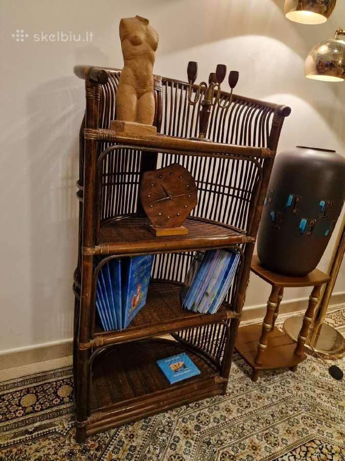 Vintažinė mid century ratango etažerė - nuotraukos Nr. 5