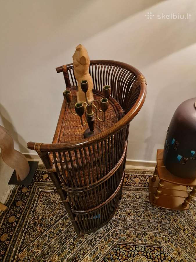 Vintažinė mid century ratango etažerė - nuotraukos Nr. 9