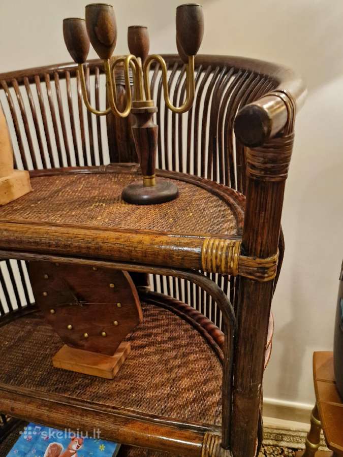 Vintažinė mid century ratango etažerė - nuotraukos Nr. 16