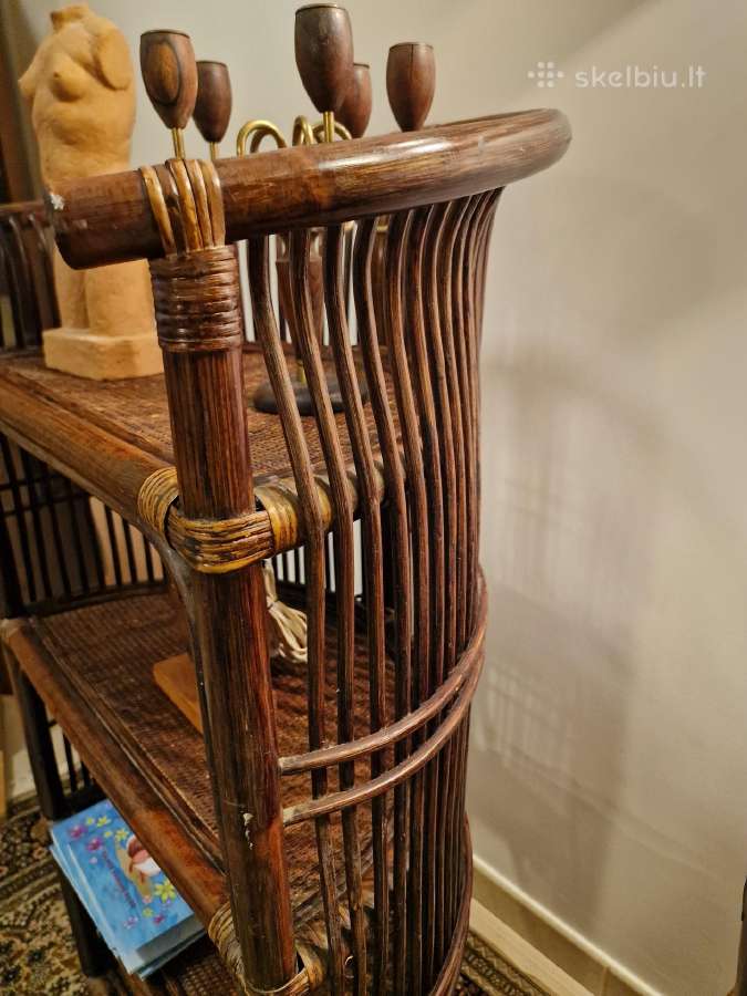 Vintažinė mid century ratango etažerė - nuotraukos Nr. 17