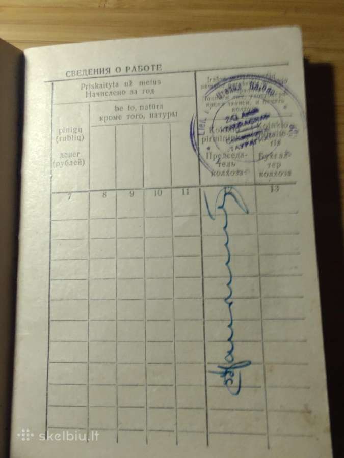 Kolūkiečio darbo knygelė 1981 Utena Tauragnai - nuotraukos Nr. 4