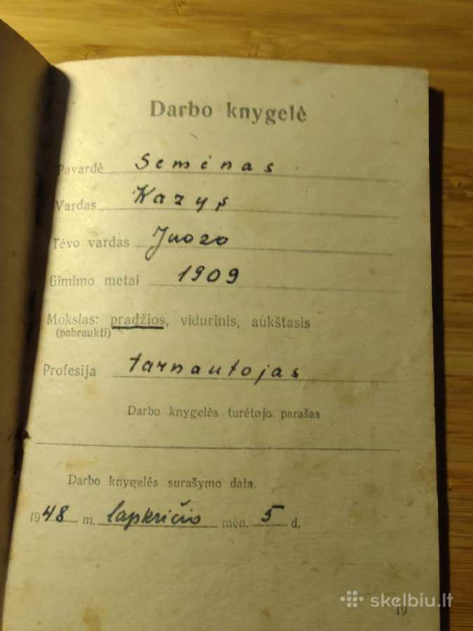 Darbo knygelė 1948 Kupiškio miškų pramonė - nuotraukos Nr. 3