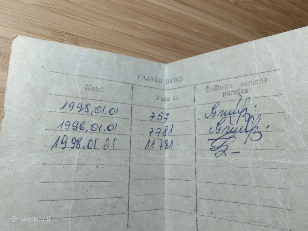 Pajaus apskaitos knygelė 1995 - nuotraukos Nr. 2