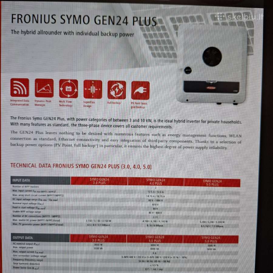 Inverteris Fronius symo gen24 plius - nuotraukos Nr. 2