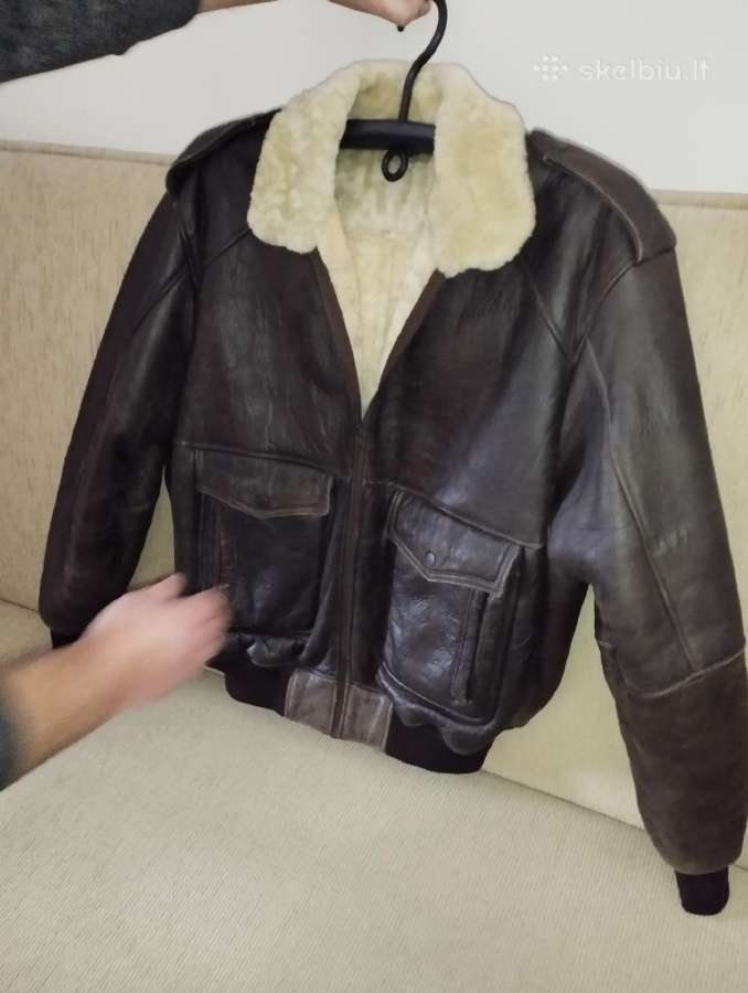 L/XL Nauja vyriška odinė striukė su kailiu viduje