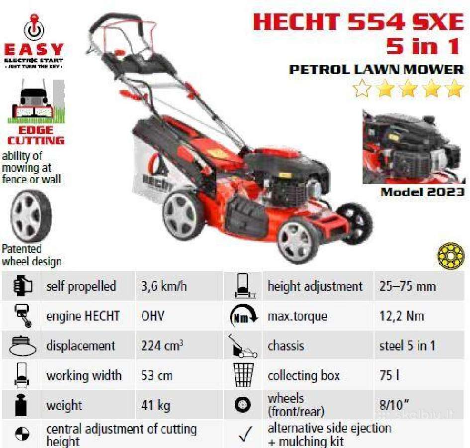 Galinga vejapjovė Hecht 554sxe, su el.starteriu - nuotraukos Nr. 3