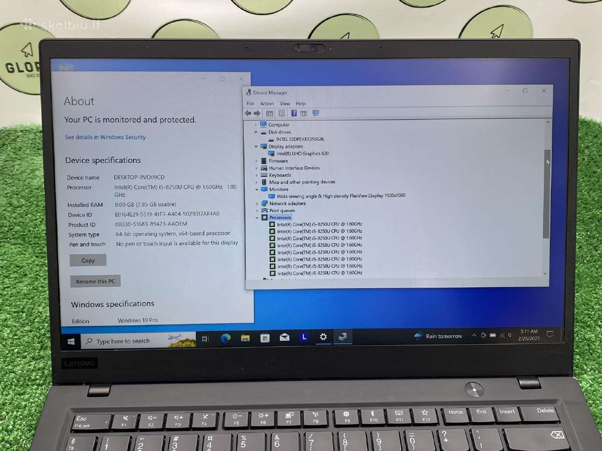 Lenovo Thinkpad X1 Carbon 6th i5-8250u 8ram 256ssd - nuotraukos Nr. 3