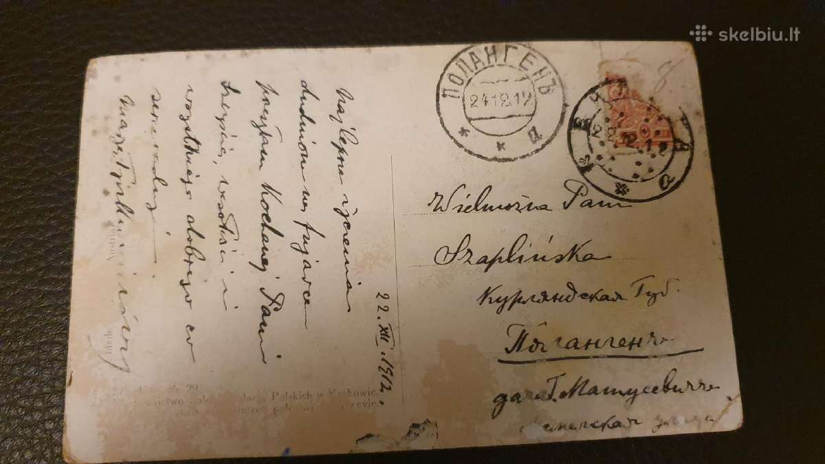 Sena atvirutė 1912 m.adresuta i Palanga - nuotraukos Nr. 2