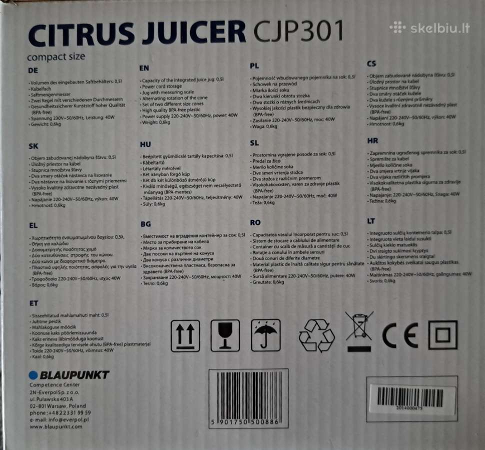 Citrusinių vaisių sulčiaspaudė Blaupunkt - nuotraukos Nr. 5