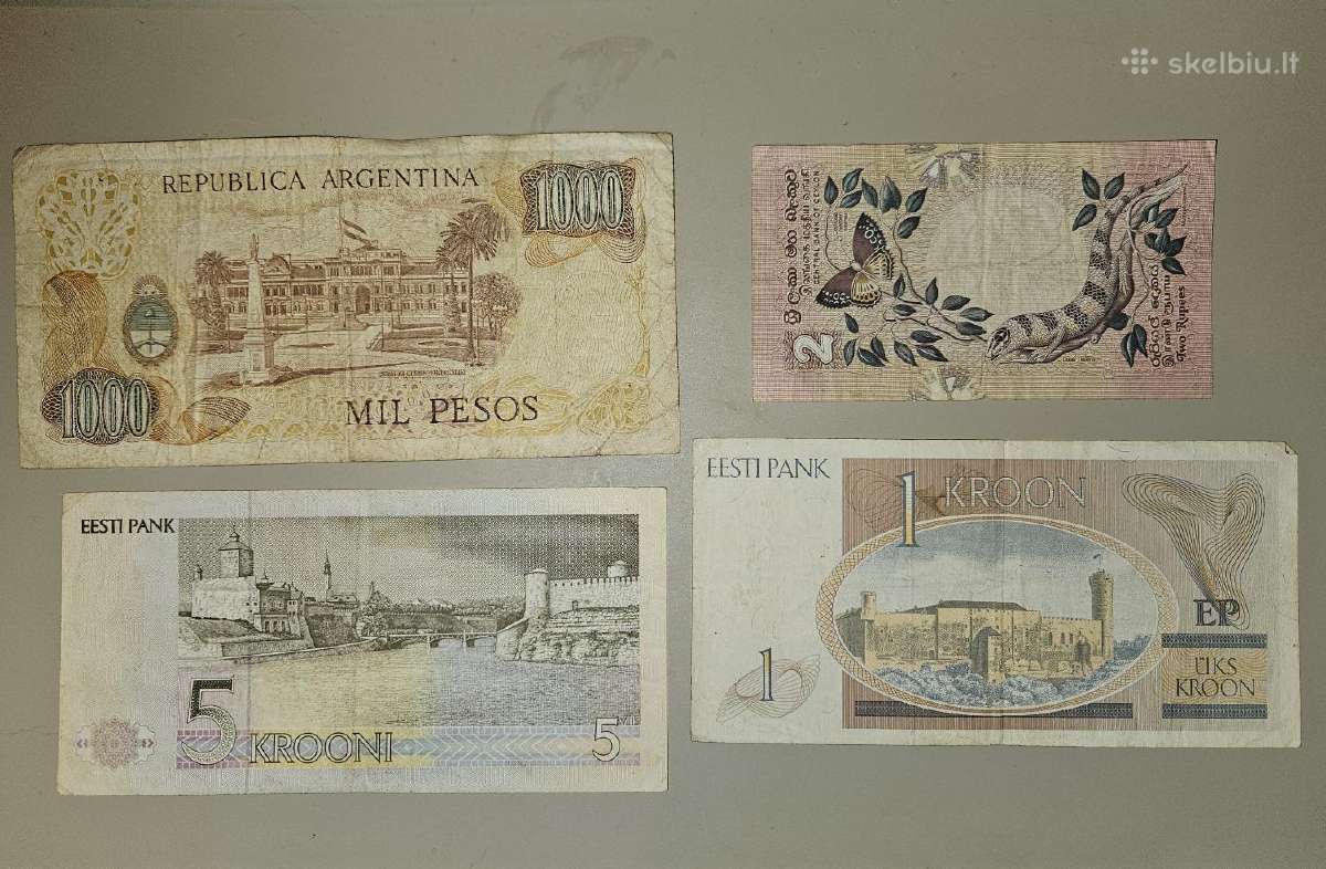 Banknotai Šri Lankos, Argentinos, Estijos - nuotraukos Nr. 2