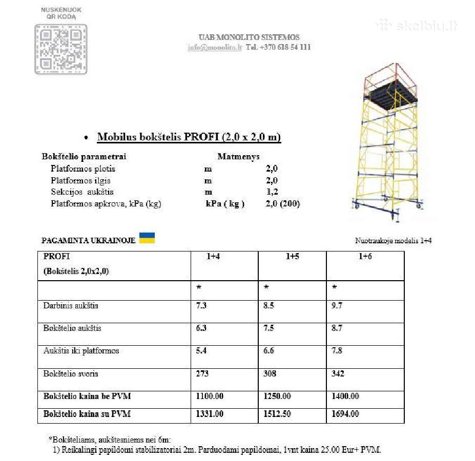 Mobilus bokštelis 2000x2000mm Profi -20% - nuotraukos Nr. 10