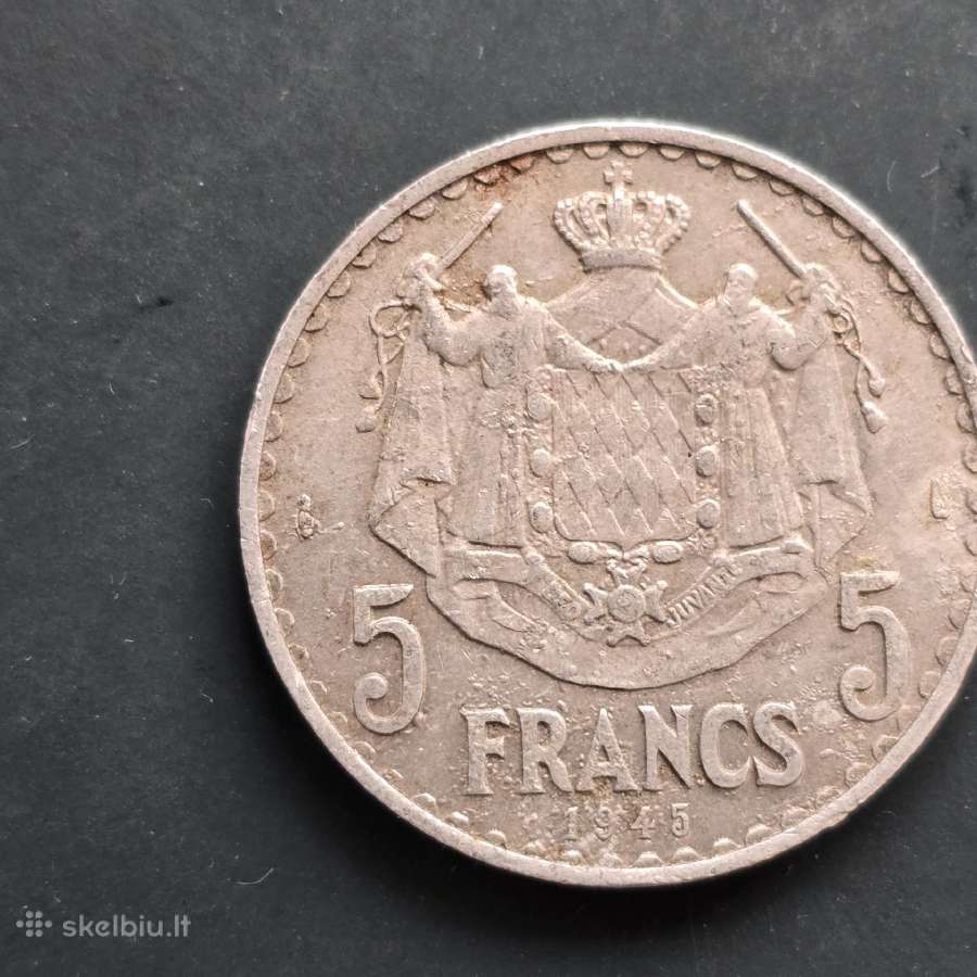 Monakas 1945 5 Francs AL - nuotraukos Nr. 2