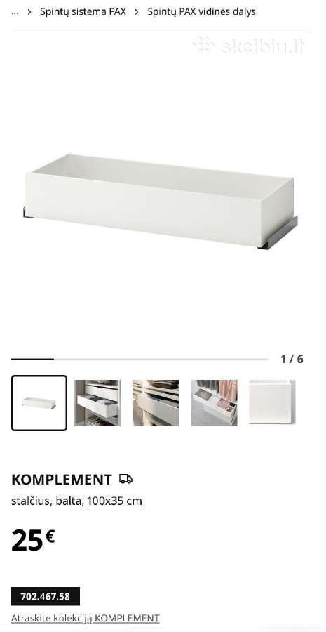 Parduodami du neišpakuoti stalčiai Ikea Pax.