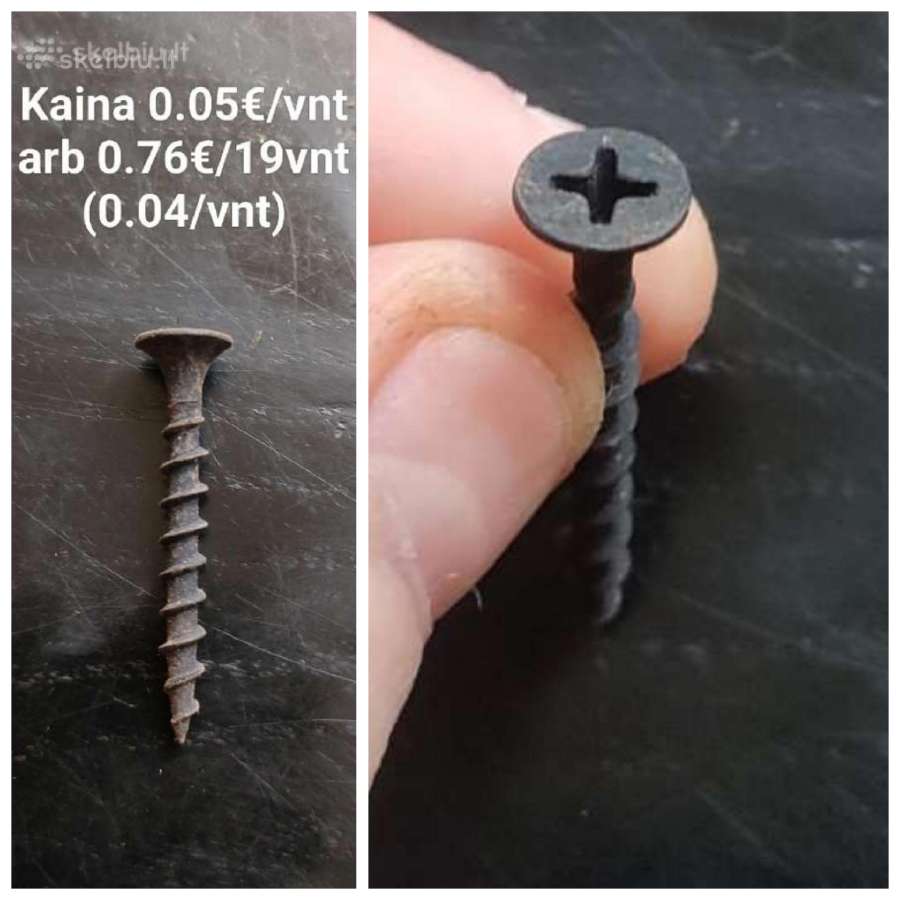 19vnt medsraigčiai.ilgis3.3cm,galvutės skersmu 1cm