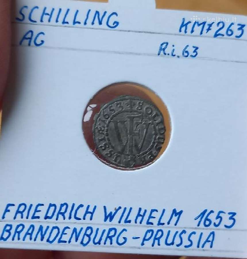 Vokiet- Prūsija- Brandeburg 1653 1 šiling (sidabr)