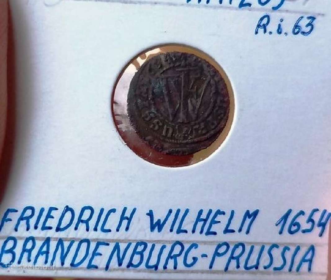 Vokiet- Prūsija- Brandeburg 1654 1 šiling (sidabr)