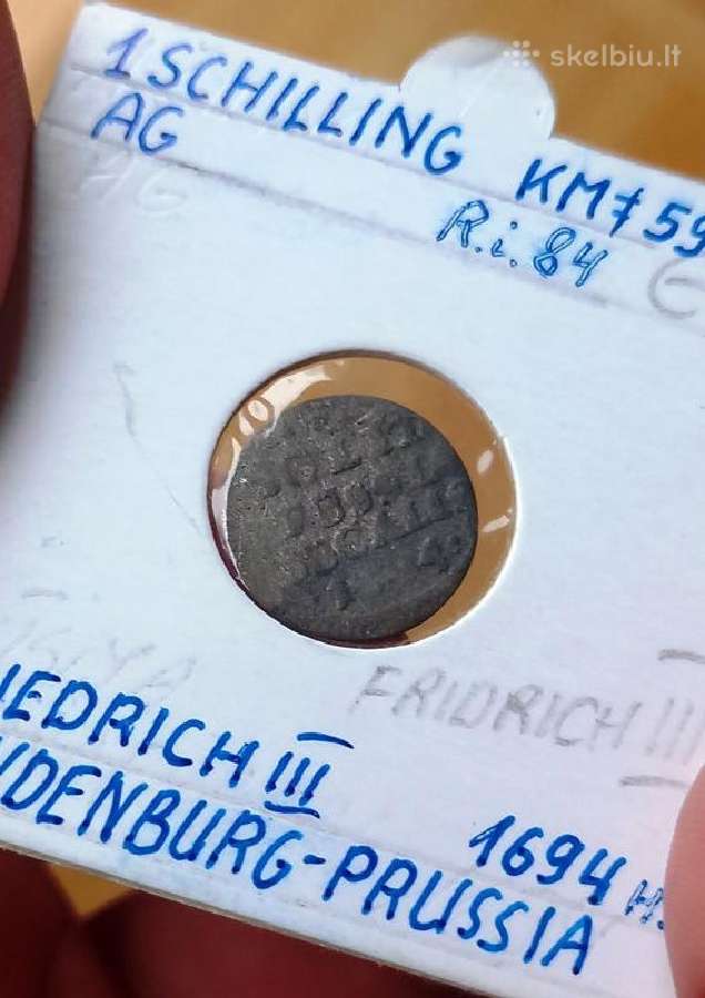 Vokiet- Prūsija- Brandeburg 1694 1 šiling (sidabr)