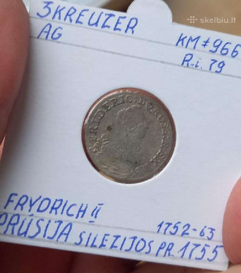 Vokietija- Prūsija 1755 3 kreiceriai (sidabras)