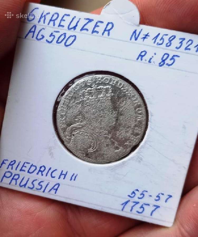 Vokietija- Prūsija 1757 6 kreiceriai (sidabras) - nuotraukos Nr. 2