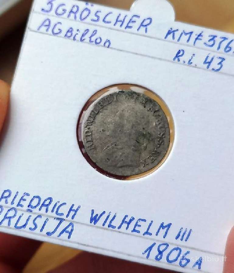 Vokietija- Prūsija 1806 3 grašiai (sidabras)
