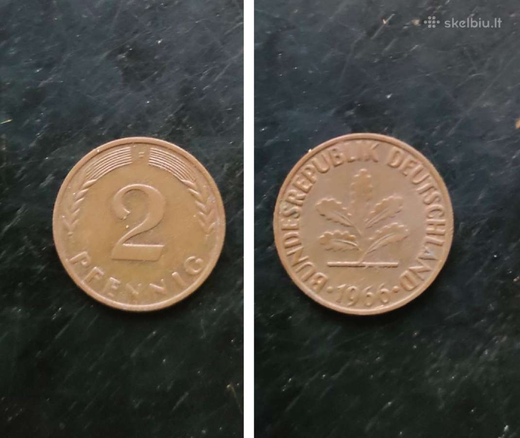 2 pfennig vokiškas 1966metai