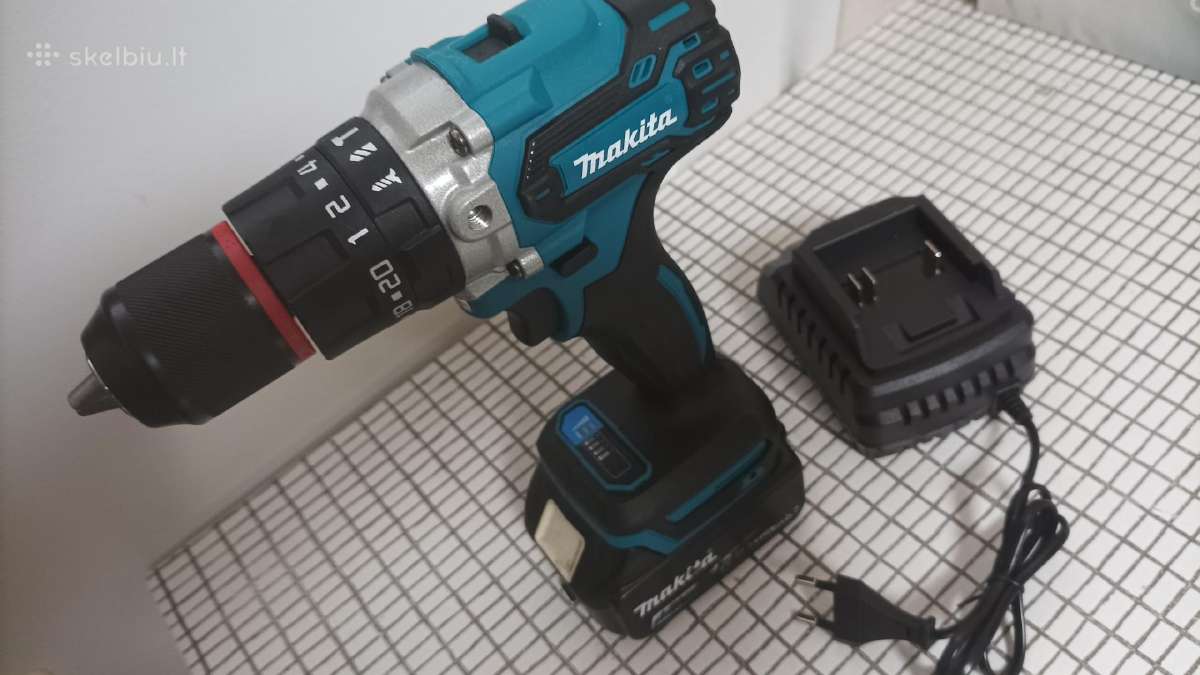 Makita suktukas Ddf 487, baterija, pakrovėjas