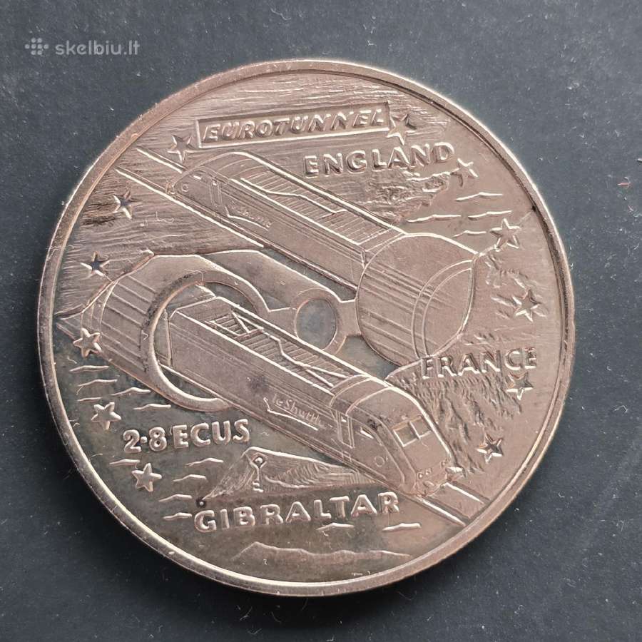 Gibraltaras 1993 2.8 ecus Eurotunelis Cu-ni