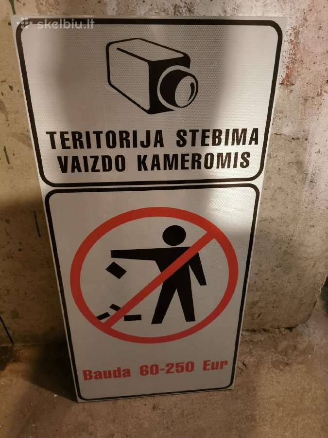 Ženklas.negalima šiukšlinti. Stebima 20 euru