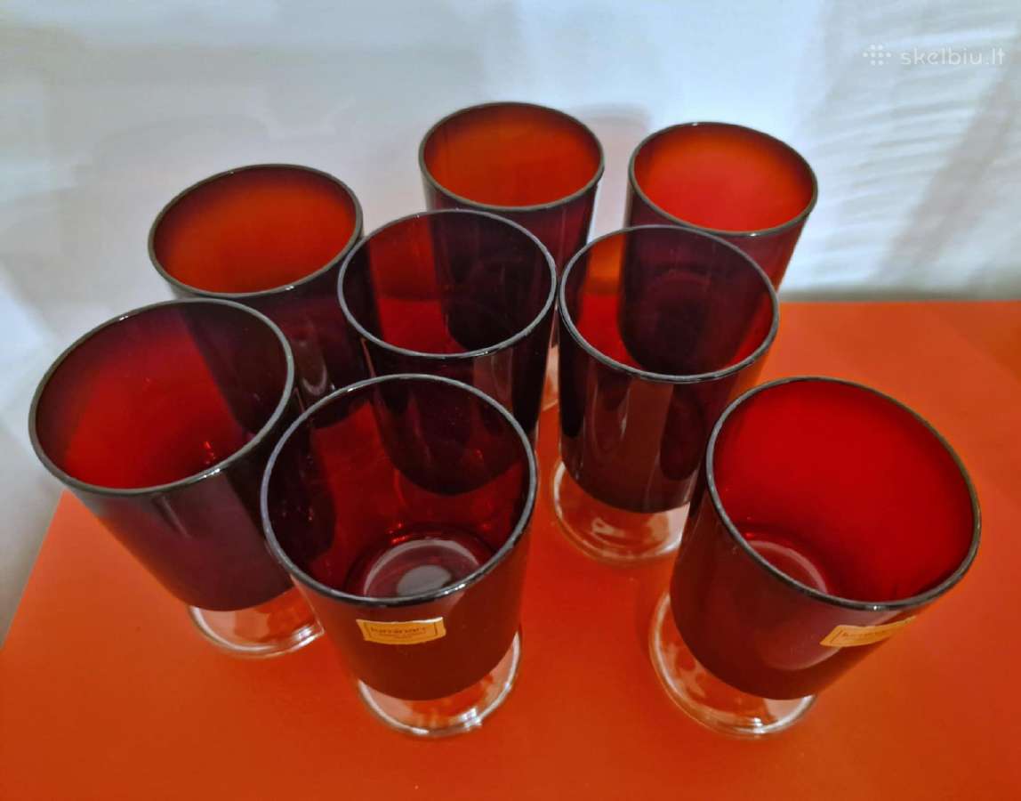 8 vnt.luminor raudono stiklo taurių 50 ml už visas - nuotraukos Nr. 2