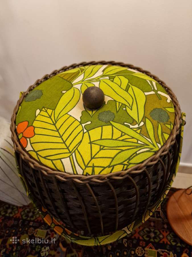 Vintažinė mid century rankdarbių dėžutė/bačkutė - nuotraukos Nr. 5