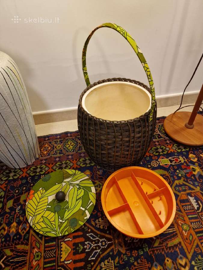 Vintažinė mid century rankdarbių dėžutė/bačkutė - nuotraukos Nr. 17