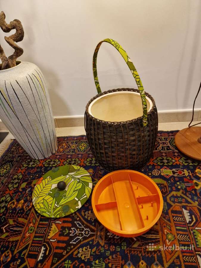 Vintažinė mid century rankdarbių dėžutė/bačkutė - nuotraukos Nr. 21